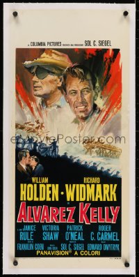 2j270 ALVAREZ KELLY linen Italian locandina 1966 different art of William Holden & Richard Widmark!