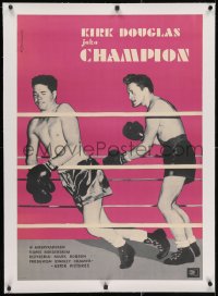 2j233 CHAMPION linen Polish 23x33 1961 boxer Kirk Douglas fighting in the ring, boxing classic!