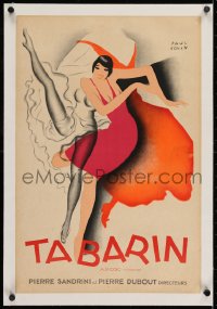 2j159 BAL TABARIN linen 16x24 French special poster 1928 Paul Colin art of sexy dancer kicking leg!