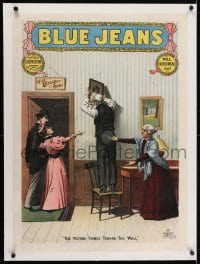 2j151 BLUE JEANS linen 21x29 stage poster 1890 Joseph Arthur, the picture turned toward the wall!