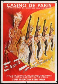 2j037 CASINO DE PARIS linen 40x59 French stage poster 1960s Okley art of sexy showgirls kicking!