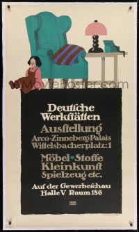 2j161 DEUTSCHE WERKSTATTEN linen 27x47 German special poster 1910s Bernhard art of doll by chair!