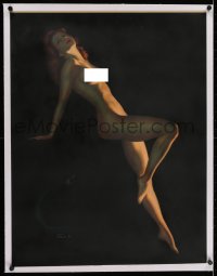 2j129 EARL MORAN signed linen 22x29 art print 1940s full-length sexy art of nude pin-up model!