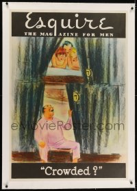 2j164 ESQUIRE linen 27x39 special poster 1940s art of man in lower train berth invites ladies down!