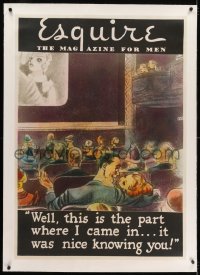 2j166 ESQUIRE linen 28x40 special poster 1940s art of man with pickup in theater that he abandons!