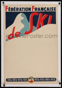 2j167 FEDERATION FRANCAISE DE SKI linen 16x24 French special poster 1920s cool title treatment art!