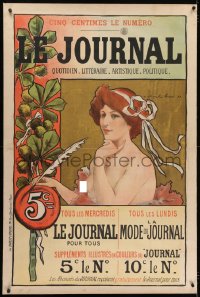 2j148 LE JOURNAL linen 31x46 French advertising poster 1897 E. Charles Lucas art of naked woman!