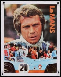 2j168 LE MANS linen 17x22 special poster 1971 Gulf Oil giveaway, race car driver Steve McQueen!