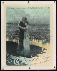 2j156 LOUISE linen 25x33 French stage poster 1900 wonderful romantic art by George Rochegrosse!