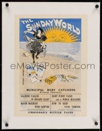 2j171 NEW YORK WORLD linen 12x17 special poster 1896 June 7th, Edge art of woman on the beach!