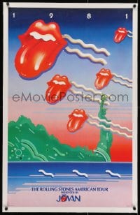 2j134 ROLLING STONES linen 23x37 music poster 1981 cool Doug Johnson art for their American Tour!