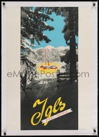 2j177 IGLS TYROL AUSTRIA linen 20x28 Austrian travel poster 1940s art of the mountain small town!