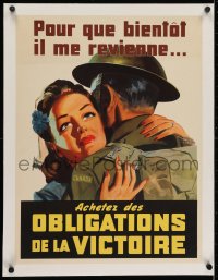 2j203 ACHETEZ DES OBLIGATIONS DE LA VICTOIRE linen 18x24 Canadian WWII war poster 1942 cool art!