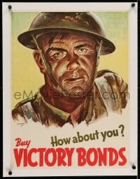 2j210 BUY VICTORY BONDS HOW ABOUT YOU linen 18x24 Canadian WWII war poster 1940s great Sampson art!
