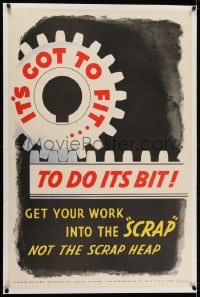 2j216 IT'S GOT TO FIT TO DO ITS BIT linen 24x36 Canadian WWII war poster 1940s encouraging accuracy!