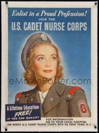 2j217 JOIN THE U.S. CADET NURSE CORPS linen 20x28 WWII war poster 1943 Carolyn Edmundson art!