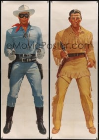 2j001 LONE RANGER group of 2 linen 25x75 special posters 1950s life-size art of Clayton Moore & Tonto!
