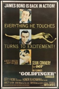 2k012 GOLDFINGER style Z 40x60 1964 three great images of Sean Connery as James Bond, ultra rare!