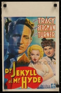 2k194 DR. JEKYLL & MR. HYDE Belgian 1946 different art of Spencer Tracy, Turner & Bergman!