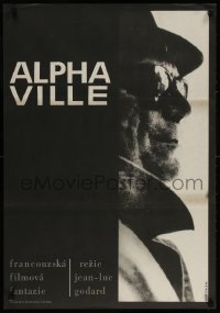 2k222 ALPHAVILLE Czech 23x33 1966 Godard, Stach art of Eddie Constantine as Lemmy Caution, rare!