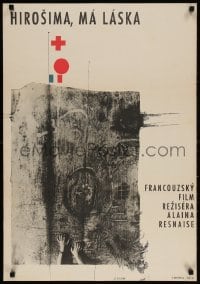 2k239 HIROSHIMA MON AMOUR Czech 22x32 1963 Alain Resnais classic, Bedrich Dlouhy art, ultra-rare!
