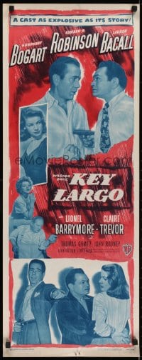 2k158 KEY LARGO insert 1948 Humphrey Bogart, Lauren Bacall, Edward G. Robinson, Huston, ultra rare!