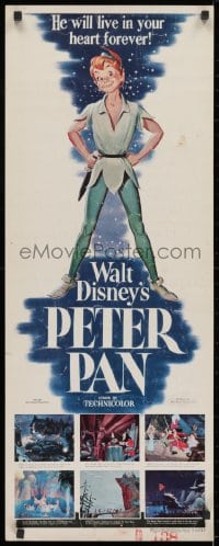 2k161 PETER PAN insert 1953 Walt Disney animated cartoon fantasy classic, great full-length art!