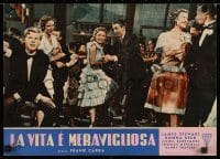 2k202 IT'S A WONDERFUL LIFE Italian 13x19 pbusta R1956 James Stewart & Donna Reed dancing!