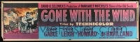 2k006 GONE WITH THE WIND paper banner R1954 art of Clark Gable & Vivien Leigh in burning Atlanta!