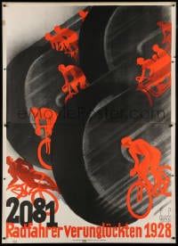 2k028 2081 RADFAHRER VERUNGLUCKTEN 1928 47x66 German special poster 1929 cool Glass cyclist art!