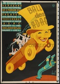 2k029 ADAC KOSTUMBALL 1930 33x48 German special poster 1930 best surreal Franz Paul Glass car art!