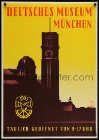 2k098 DEUTSCHES MUSEUM MUNCHEN 23x33 German museum exhibition poster 1927 Ludwig Hohlwein art!