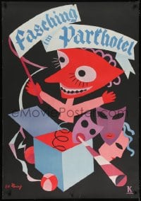 2k031 FASCHING IM PARKHOTEL 33x48 German special poster 1930s art of jack-in-the-box & masks!