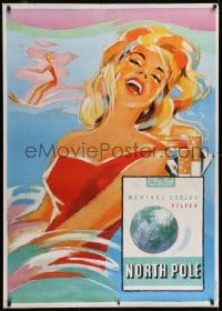 2k049 NORTH POLE 36x50 Swiss advertising poster 1959 great art of sexy woman w/ these cigarettes!