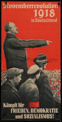 2k126 NOVEMBERREVOLUTION 1918 IN DEUTSCHLAND 17x33 East German political poster 1958 Sauer art!