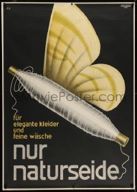 2k050 NUR NATURSEIDE 36x51 Swiss advertising poster 1936 cool Schott art of silk thread butterfly!