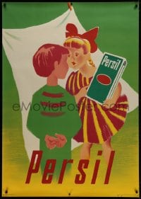 2k052 PERSIL 36x51 Swiss advertising poster 1950 Donald Brun art of children with this detergent!