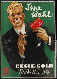 2k053 REGIE-GOLD 47x66 German advertising poster 1932 Ludwig Hohlwein art, man w/these cigarettes!