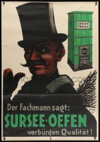 2k058 SURSEE-OEFEN 35x51 Swiss advertising poster 1927 great Carl Scherer art of chimney sweep!