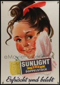 2k057 SUNLIGHT 36x50 Swiss advertising poster 1943 best bar soap for washing your kids' faces!