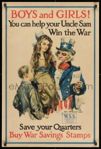 2k072 BUY WAR SAVING STAMPS 20x30 WWI war poster 1917 James Montgomery Flagg Uncle Sam art, rare!