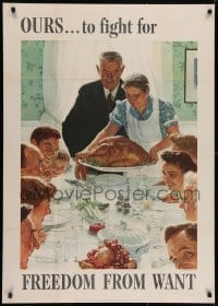 2k079 FREEDOM FROM WANT 29x40 WWII war poster 1943 classic Norman Rockwell patriotic art!