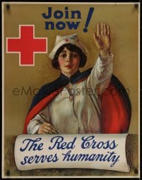 2k073 RED CROSS SERVES HUMANITY 22x28 WWI war poster 1918 C.W. Anderson art of recruiting nurse!