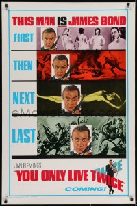 2k152 YOU ONLY LIVE TWICE style A teaser 1sh 1967 great multiple images, First, Then, Next, Last!