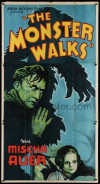 2m032 MONSTER WALKS 3sh R1938 cool artwork of crazed Mischa Auer & menacing gorilla silhouette!