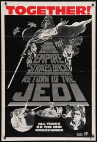 2m181 STAR WARS TRILOGY Aust 1sh 1983 George Lucas, Empire Strikes Back, Return of the Jedi!