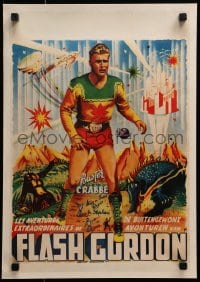 2m078 FLASH GORDON Belgian 1940s colorful Bos art of Buster Crabbe in title role, best serial ever!
