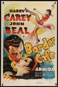 2m204 BORDER CAFE 1sh 1937 different romantic art of cowboy John Beal about to kiss sexy Armida!
