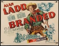 2m047 BRANDED 1/2sh 1950 great artwork of tough cowboy Alan Ladd with his gun drawn, ultra rare!