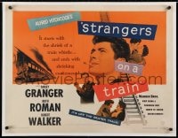 2m066 STRANGERS ON A TRAIN 1/2sh 1951 Hitchcock, Farley Granger & Robert Walker double murder pact!